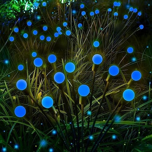 6 Pack Solar Firefly Lights Outdoor Swaying Garden Decorations 48 LED Blue by Albelt