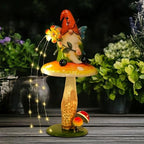 HONGLAND Solar Garden Gnome Figurine, Waterproof Outdoor Mushroom Decor with Solar Outdoor Lights for Yard, Patio, Lawn Ornaments, Ideal Gifts for Mom Grandma Women, Housewarming Gifts-16.5" by HONGLAND