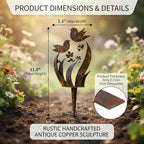 Bird & Wildflower Metal Garden Stake, Outdoor Yard Decor Art Stakes (4PCS) - Image 7
