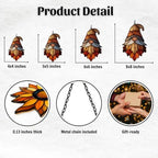 Maple Leaf Autumn Gnome Fall Acrylic Suncatcher - Image 2