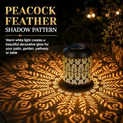 LeiDrail Solar Lantern Outdoor Hanging Lanterns Garden Metal Decorative Light Warm White LED Waterproof Landscape Lighting for Table Pathway Party Yard - 2 Pack - Image 5