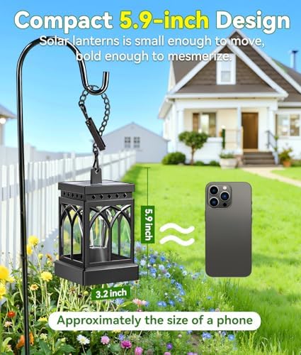 KOOPER 4 Pack Solar Lanterns Outdoor Waterproof, Brighter Hanging Solar Lantern Lights for Outside, Auto ON/Off Lanterns Decorative Outdoor for Garden Table Yard Path Tree Patio Lawn Decor, Gifts - Image 2