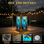 Solar Lantern Outdoor Waterproof Colorful Stained Glass Dolphin Swimming Vibrant Underwater Scene Garden Decor LED Hanging Solar Lights Tabletop Lamp Gifts for Women Mom Outside Yard Patio Porch - Image 2