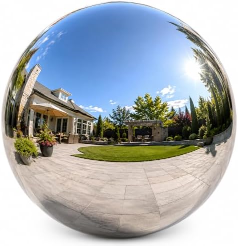 Gazing Ball Garden Mirror Outdoor - 12 Inch Outside Decorative Globe Silver by Nerien