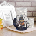 Set of 2 Halloween Flameless Candles Bulk Battery Operated Candles with Timer Remote LED Pillar Lights for Trick or Treat Party Ghost Haunted House Print Flickering Table Lights - Image 3
