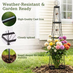 Wrought Iron Obelisk Trellis Sturdy Durable Easy Install Climbing Plants - Image 3