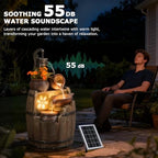 29" Tall Barrel Solar Water Fountain Outdoor Garden - Image 5
