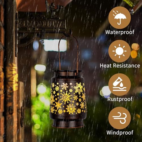 4 PCS Outdoor Lanterns Solar Powered Waterproof Decorative Hanging, Solar Power Lanterns for Outside, Christmas Gifts for Women, Flower& Bird Decor for Garden Lawn Backyard Front Porch - Image 2