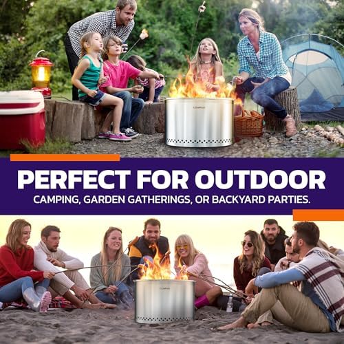 CAMPIOR Large Wood Burning Fire Pit Stove - Smokeless Outdoor Stove for Efficient Wood Fires, Camping, Cooking, and Garden Gatherings, Durable Stainless Steel with Removable Ash Pan, 20.94 lbs - Image 6