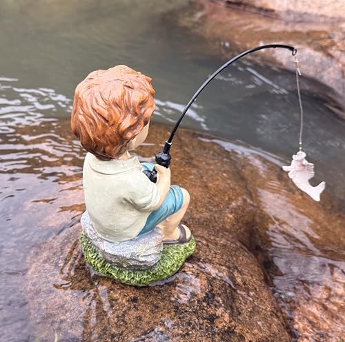 coolboy Garden Pond Boy Fishing Outdoor Statue,Yard Koi Pond Decorations - Image 7