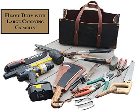 Woodman's Pal Buffalo Leather Tote Tool Bag For Hand Tools, Gardening, Outdoorsmen, Heavy Duty Premium Storage Leather Organizer (Golden Brown) - Image 4