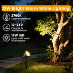 12W Low Voltage Landscape Lighting Kit, Outdoor Spotlight Yard 8Pack - Image 2