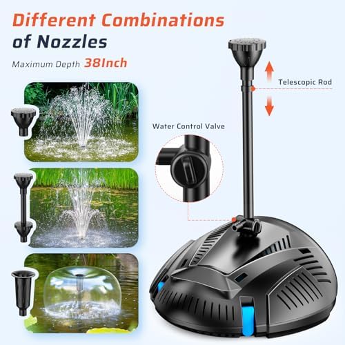 Antfraer Pond Filter with Fountain Pump, 660GPH Pond Filter Built-in U-V Clarifier, Multi-Stage Filtration Pond Filter Box with Filter Medias for Outdoor Ponds Fish Tank Waterfall Fountain - Image 6