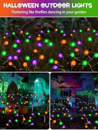 Halloween Solar Lights Outdoor, 8 Pack Firefly Lights Halloween Decorations - Image 2