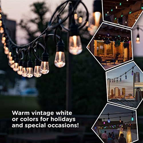 Enbrighten Seasons Vintage LED Café String Lights, 24ft, 12 Acrylic Bulbs, Color Changing, Indoor/Outdoor + UltraPro WiFi Plug, 2-Outlet Grounded - Image 5