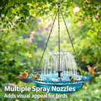 Solar Cascade Hanging Bird Bath Fountain, Solar Powered Hanging Bird Bath Fountain with Solars Pump & Glass Bowl, Large Solar Cascade Fountain for Outdoor, Gardens (Blue) - Image 3
