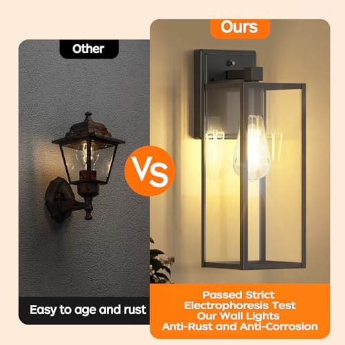 16" Dusk to Dawn Exterior Lighting Fixture, Outdoor Porch Light Wall Sconce - Image 4