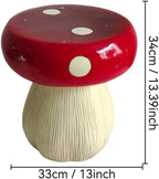 13.8" Resin Mushroom Stool for Kids & Garden Decor, Woodland Forest Side Table & Plant Stand for Patio, Balcony, Playroom, Lawn & Indoor Outdoor Spaces-Red - Image 6