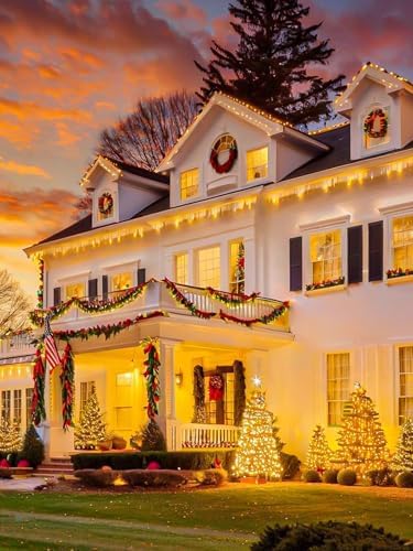 Solar Christmas Lights Outdoor 4 Pack 132FT 400LED String Lights Warm White - Image 5