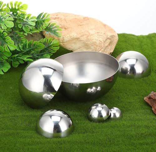 10pcs Stainless Steel Half Gazing Globe Garden Mirror Ball Set Polished Reflective Outdoor Metal Half Sphere Decor for Pond and Patio - Image 4