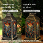 Solar Lantern Mid Century Wolf Stained Glass Outdoor Waterproof Garden Hanging Lantern Solar Powered Lighting Outside Solar Light for Patio Yard Camping, Gifts for Women Mom - Image 4