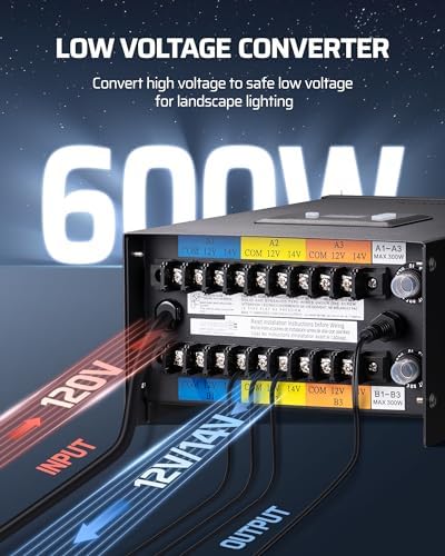 DEWENWILS 600W Low Voltage Landscape Transformer, 6 Independent Outputs, Outdoor Waterproof 12 Volt Transformer with Photocell & Timer, 120V to 12V/14V AC, Multi Zone Landscape Lighting Transformer… - Image 5