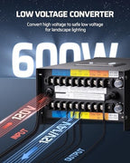 DEWENWILS 600W Low Voltage Landscape Transformer, 6 Independent Outputs, Outdoor Waterproof 12 Volt Transformer with Photocell & Timer, 120V to 12V/14V AC, Multi Zone Landscape Lighting Transformer… - Image 5