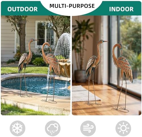 45.3" Heron Statues Outdoor,Extra-Large Metal Yard Art Set of 2 - Image 6