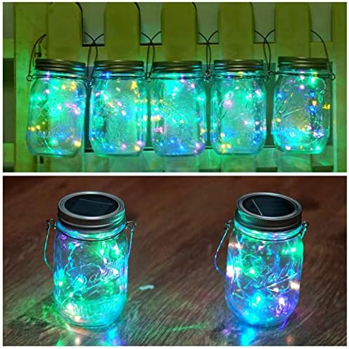 SmilingTown Solar Light for Mason Jars 20 LED Outdoor Fairy String Light Lids with Hangers for Jar Lantern Waterproof Rust Resist for Patio Lawn Garden Decor No Jars 10 Pack (Multicolored) - Image 2