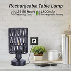 Cordless Rechargeable Outdoor Table Lamps, Battery Operated Table Lamp, Stepless Dimmable for Patio, Living Room, and Bedroom (Bulb Included) - Set of 2 (Black) - Image 4