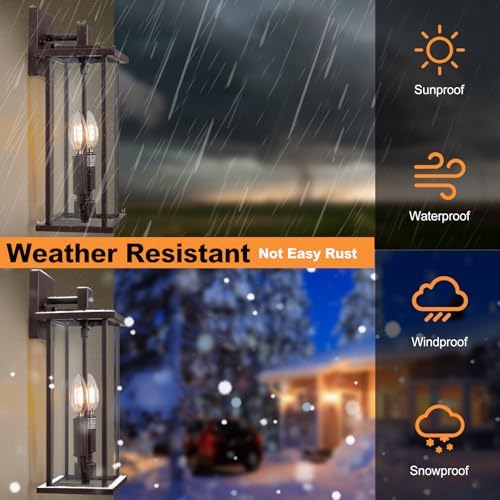 16 Inch 2-Light Brushed Bronze 2 Pack Large Outdoor Wall Sconce - Image 5
