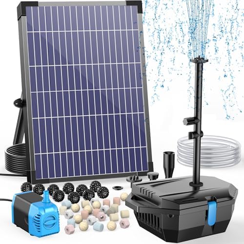 Antfraer 12W Solar Fountain Pump & Pond Filter Kit – Integrated Filtration System with 4 Nozzles, 6.6FT PVC Tubing Pond Filter for Outdoor Ponds, Gardens, Waterfalls, Fountains by Antfraer
