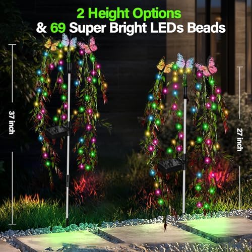 Solar Garden Lights, 2Pack Swaying Butterfly Tree Light Outdoor - Image 5