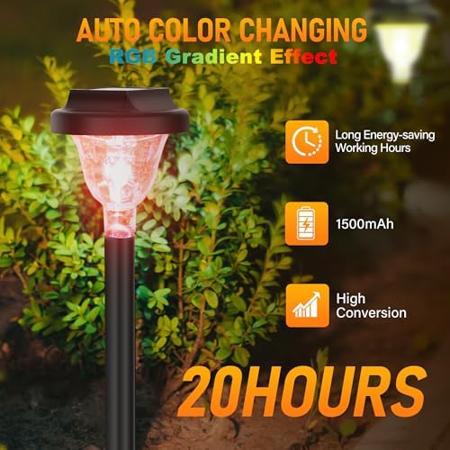 Siatom Solar Pathway Lights 8 Pack, Bright RGB Color Changing Solar Path Lights Outdoor Waterproof IP65, for Outside, Walking Path, Garden, Lawn, Walkway, Yard (Multicolor) - Image 2
