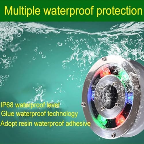 LED Pool Underwater Light, Submersible Ring Fountain Lamp, IP68 Waterproof Stainless Steel Landscape Lights, 12V Low Voltage Middle Hole LED Pond Lights, for Aquarium, Garde (18W(12V),Cold White) - Image 7