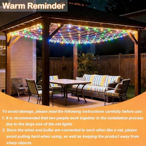 Lovelite 10ft x 10ft Net Lights, 280LED Gazebo Lights Outdoor 8 Modes Timer, Waterproof Connectable Christmas Light Clear Wire Large Size for Bushes Patio Pergolas Garden Holiday Party - Mulicolor - Image 3