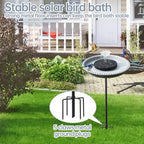 Solar Powered Bird Bath with Fountains for Hummingbirds,Stable Stylish Design with 5-Prong Base Metal Stake Plastic Bird Baths for Outside Lawn Patio Yard Garden - Image 4