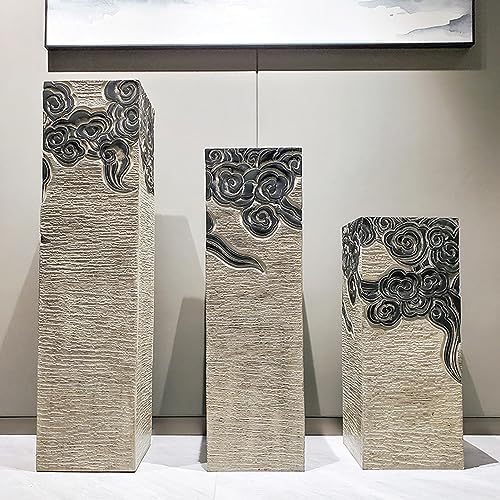 ARCVOX 2.3/2.9/3.6ft Asian Pillar Outdoor Decoration, Flower Pot Columns for Backyard, Faux Stone House Decor Sculpture, Ornament for Landscape Scene Layout (Color : Gold, Size : Size XL) - Image 6