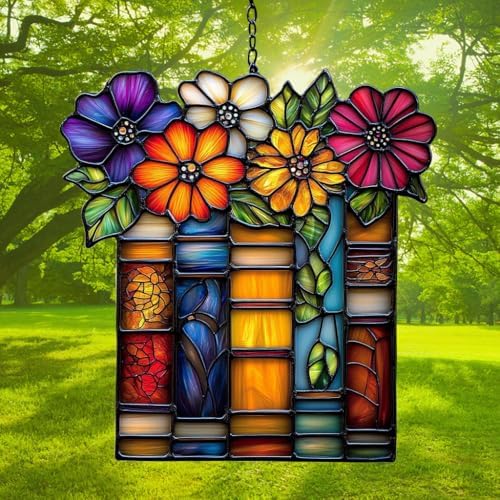 Flower and Books Acrylic Suncatcher - Image 3