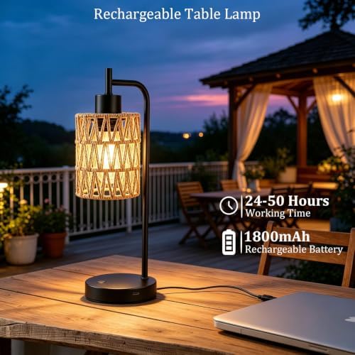 Rechargeable Outdoor Patio Table Lamps, Cordless, Set of 2 - Image 5