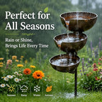 Rain Catcher Bird Bath, 3 Tiered Metal Bird Bath for Outside (Copper) - Image 5