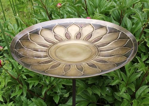 Achla Designs African Daisy Birdbath, Brass, with Stake - Image 3