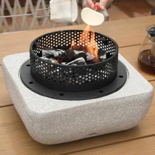 Table Top Firepit Mini Small Safer Burning Wood Pellet Fire Pit (Square Groove) by Loomdeen