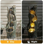 Tree Design Water Fountain Outdoor with LED Lights, 39.4" Tall Cascading Water Feature for Patio, Lawn, Backyard & Garden, Natural Stone Look Resin Outdoor Water Fountain Decor (Tree 39.4" H) - Image 3
