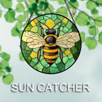 DASTOLL Stained Glass Window Hanging 4 Pcs Set Green Plants Yellow Insect Theme 6.3" - Suncatcher Door Garden Sun Catcher Decor Birthday Christmas for Mom Woman Nana Men - Image 5