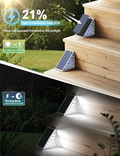 AUDLES Solar Step Lights - Waterproof Outdoor Decor, IP67 Solar Lights for Yard, Patio, Garden, Walkways, Front Door, Pathway, Driveway (12) - Image 2