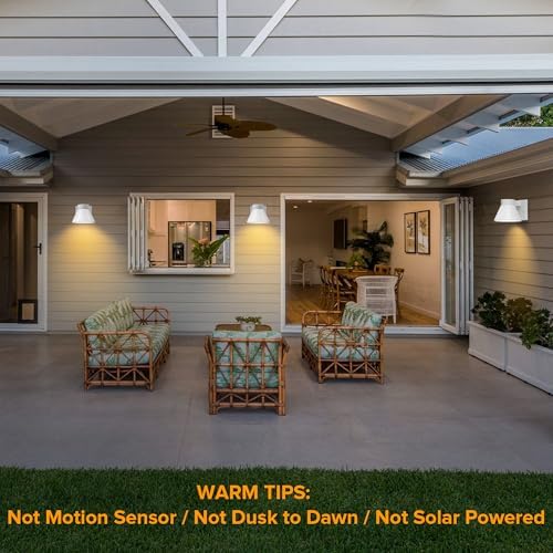 UME 2 Pack LED Outdoor White Front Porch Lights, Waterproof Wall Lantern Light Fixture, Anti-Rust Farmhouse Barn Wall Sconce for Patio, Doorway, Garage - Image 7