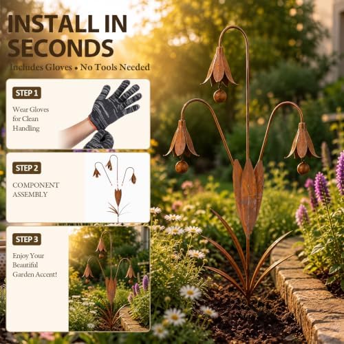 24 Inch Triple Bluebells Garden Stake - Image 4