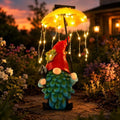 Solar Garden Gnome Statue with Umbrella LED String Lights, DIY Yard Decor by Dintdige