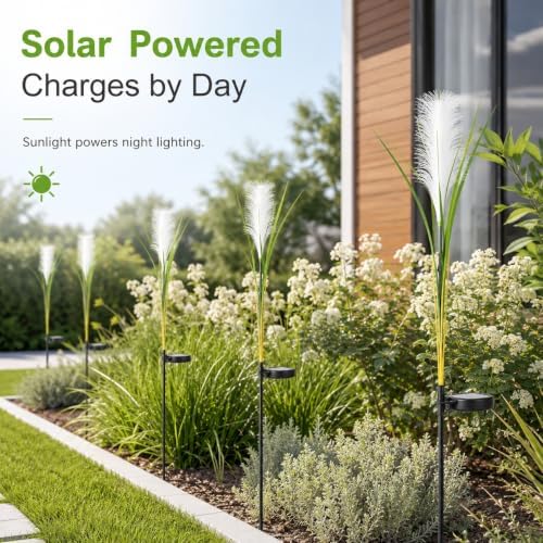 Solar Pampas Grass Stake Light, 27.6″ 5W Warm LED for Garden Beds - Image 3